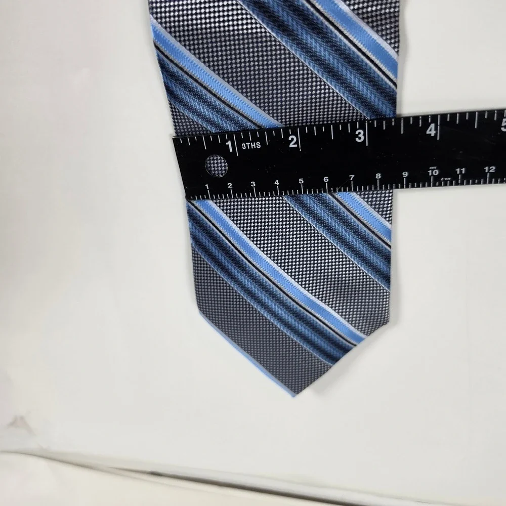 Stacy Adams Signature Gold Mens Blue Grey Striped‎ Silk Blend Necktie Tie